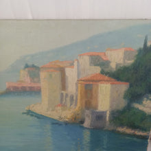 Charger l&#39;image dans la galerie, Peinture sur toile d&#39;un village sur mer de Raymond Thibesart

